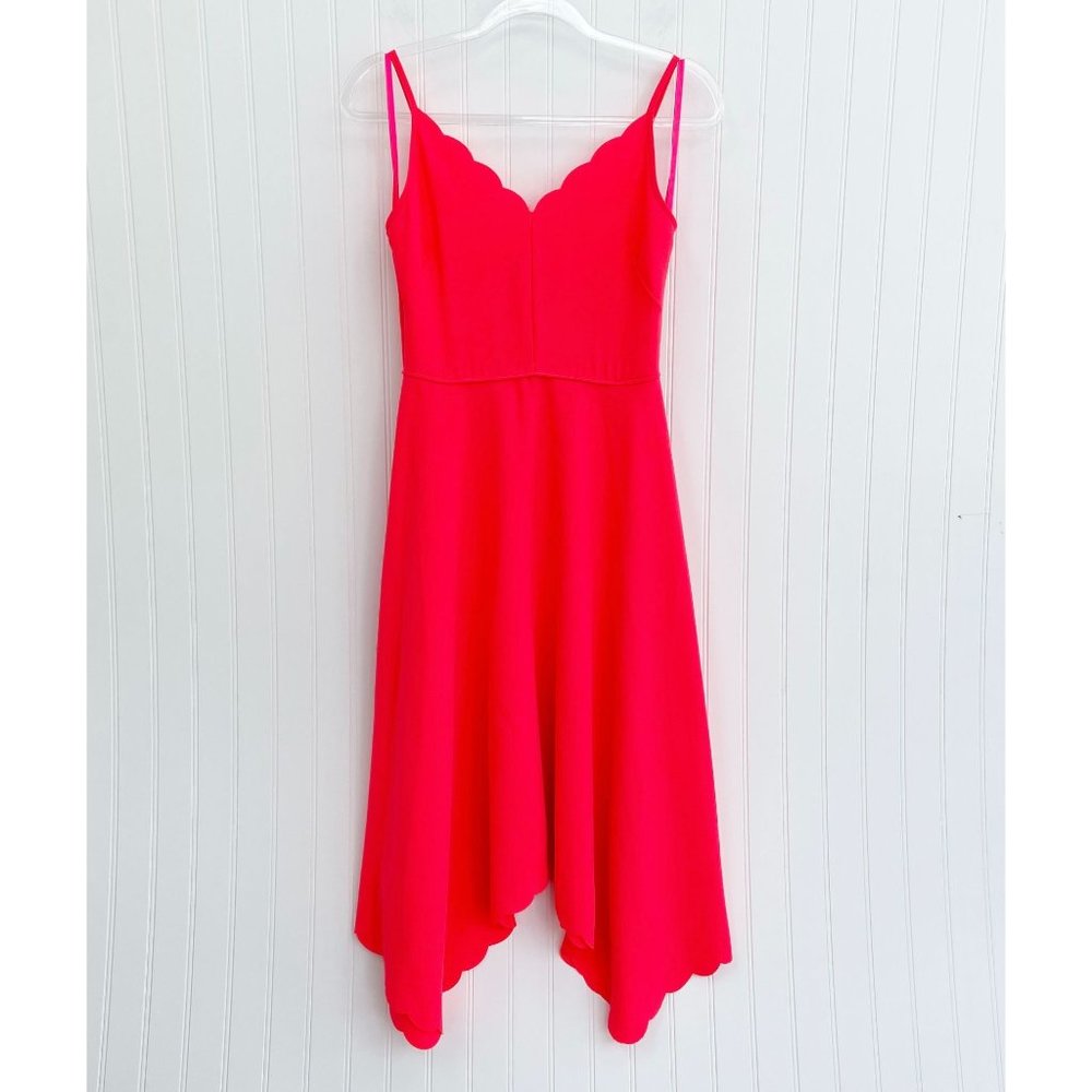 Ted Baker Scalloped Simbah Swing Coral Handkerchief Hem Midi Dress 1/ US 4